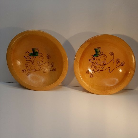 Munising Poodles Hand Painted Wooden Salad Bowls 6 Vintage Delightful TopHat EUC - Picture 6 of 12